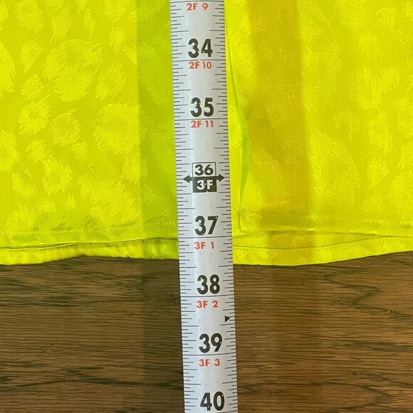 New York & Co NYCO Leopard Satin Midi Skirt Size 4 Neon Green Yellow Small 29W - Picture 13 of 16